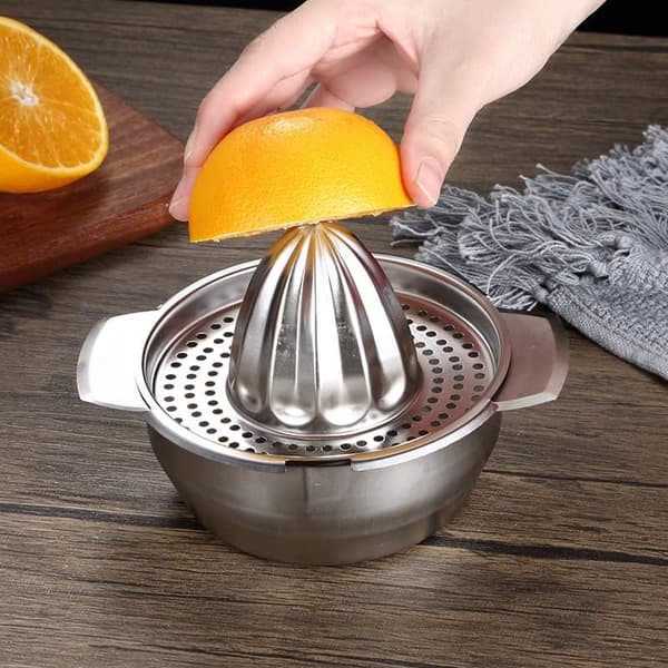 400 ml Citruspresser Citronpresser Rustfrit Stål med Beholder, Manuel Juicer til Citroner