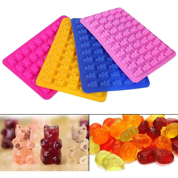 Silikonformar för godis, Gummy Bear-formar Isbitbrickor 50 hålrum Geléformar med dropp (blå) blue