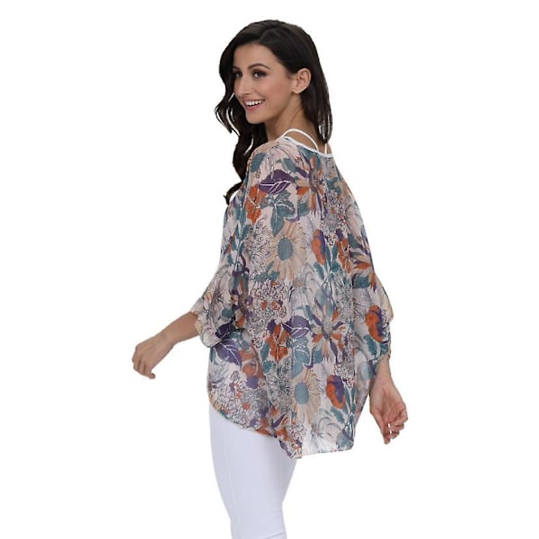 Kvinnors Chiffon Bohemisk Solskydd Strandkläder Bikini Cover Ups brown