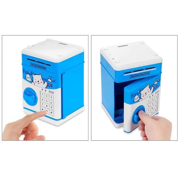 Elektronisk spargris Mini ATM Lösenord Mynt Sparbössa Barnleksaker Gåvor blue