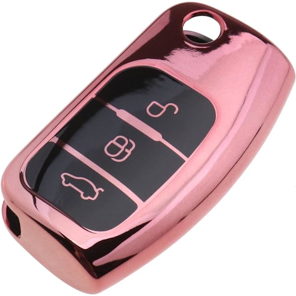 1 st bilnyckelskydd Finish TPU 3 knappar bilnyckelskydd fodral skal droppsäkert pink