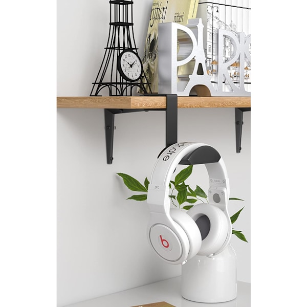 Metallhörlurar Klämma-på Hängare Hållare, Gaming Headset Hook Under Desk (Svart) Black