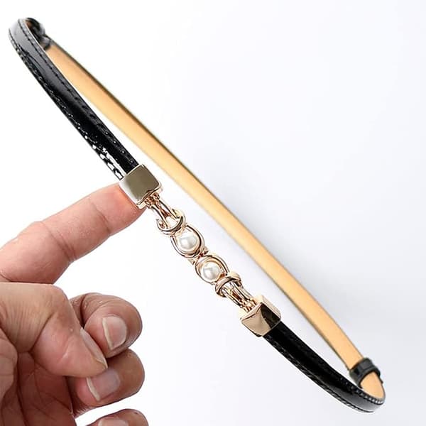 Dame Skinny Midjebelte Justerbart Skinny Elastisk Belte (svart)