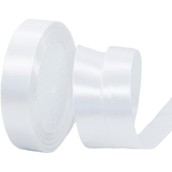 20 mm för presentförpackning, 22,86 M dubbelsidigt satinpolyesterband Ballong-vit white