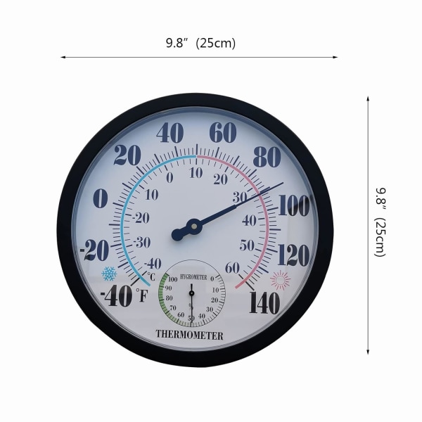 Termometer för inomhus och utomhus, väggtermometer för trädgård, uteplats, vädertermometer, hygrometer, lättläst, hängande dekoration