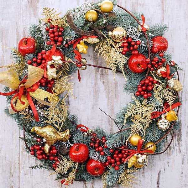 12 hoveder julekrans kunstig kristtornbærdekoration DIY håndværk 10 stykker