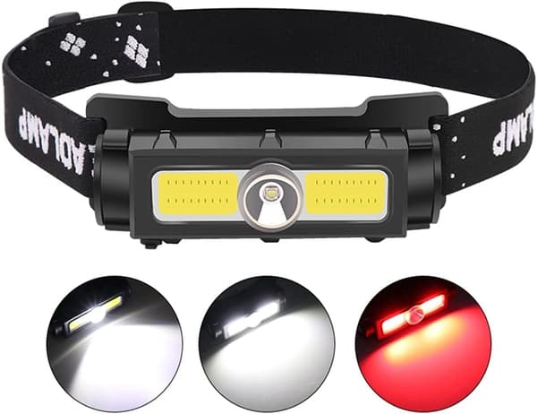 8000 Lumen Oppladbar Hodelykt, Supersterk COB LED Hodelykt, 7 Moduser