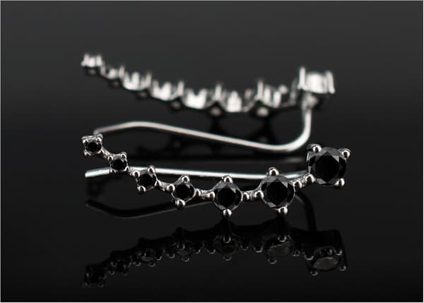 Sterling Sølv Fuld Diamant Øreringe Hypoallergene Øreringe (Sort Diamant) Black