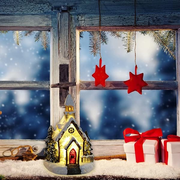 Juledekorasjon Lysende Lite Hus i Resin (A, Stil) 1 Stykke