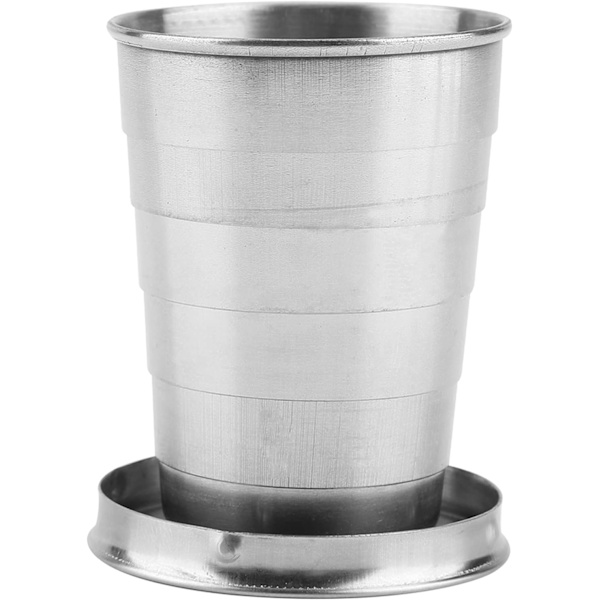 Hopfällbar rostfri stålkopp med nyckelring för resor camping överlevnad [​6-faldig 75ml]