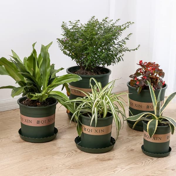Underkop urtepotte, sæt med 5 grønne urtepotteunderkopper, runde blomsterunderkopper, 22 cm