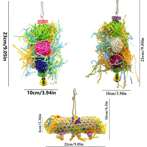 3PCS Trä Fågel Leksak Papegoja Gnagande Tillbehör, Akryl