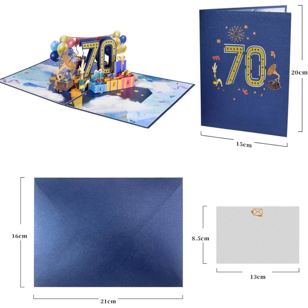 Jubileumspop-up-kort, 3D-födelsedagskort, bröllopsdagskort (70:e) color 1