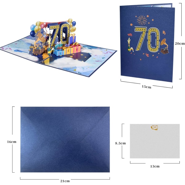 Pop-up-kort för årsdag, 3D-födelsedagskort, bröllopsdagskort (70:e) color 1