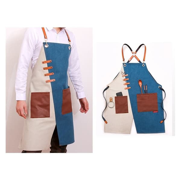 Hageforkle denimforkle smekke midjeforkle unisex (grønn grå skulderrem)