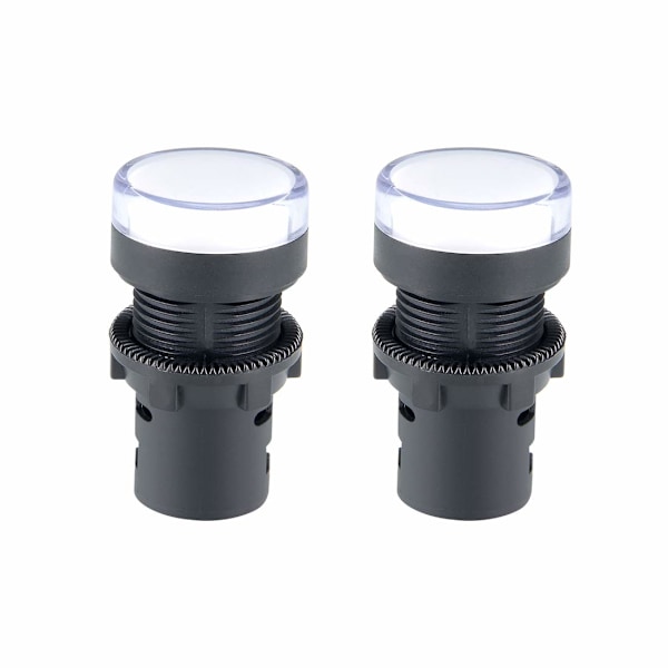 2 st AC/DC 110V indikatorlampor, vitt LED, infälld panelmontering 7/8\" 22mm White