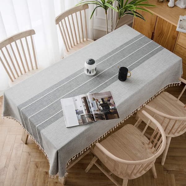 Bord Bomull Lin Grå Dusk Bord Broderi Vanntett Duk 140*180cm grey 140*180cm