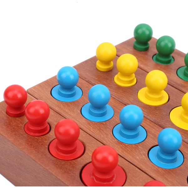 Knob Cylinder Färg Trä Cylinder Socket Block Set Pedagogiska Lärande Leksaker