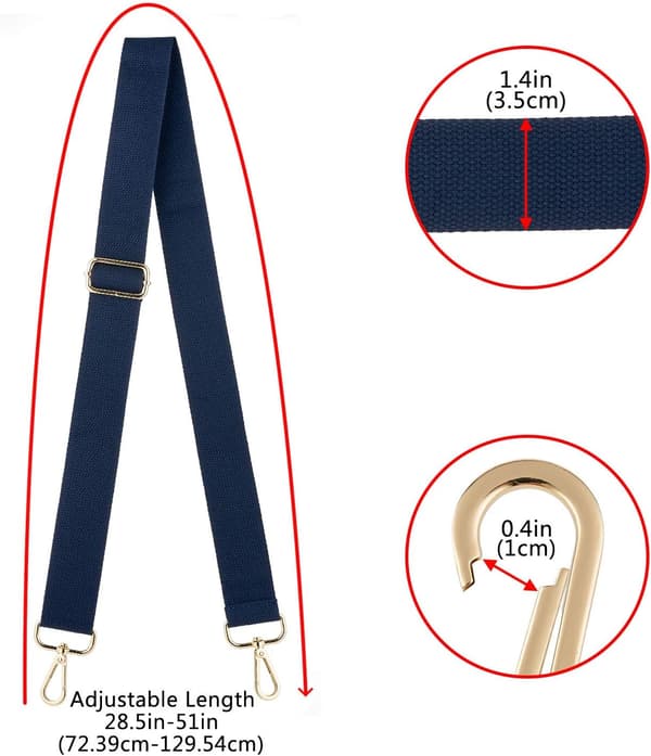 1 stk. bred skulderrem til tasker, justerbar erstatningsrem til tasker Navy blue