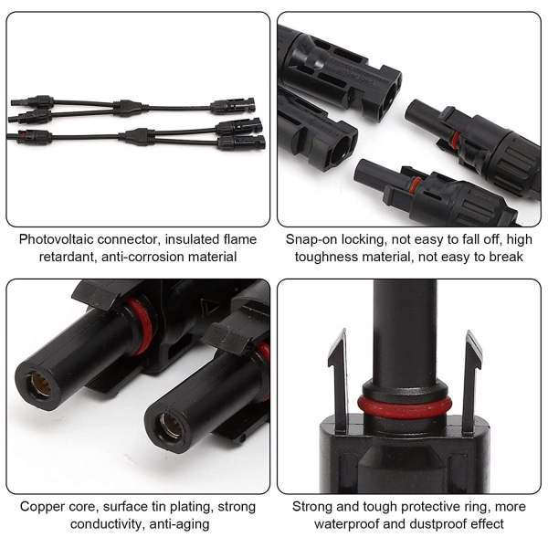 1 par solarkabel Y-kabel solarkabel Y-kontakt MMF/FFM Y-grenkontakt fotovoltaisk