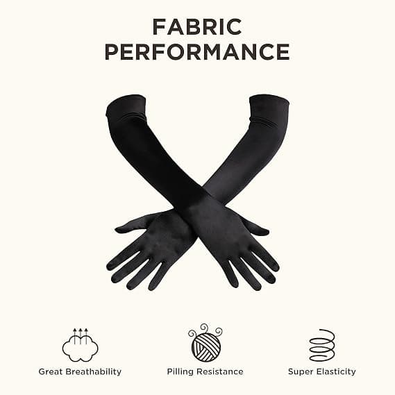 Aftenhandske damehandske lang satin gant bryllup satin kjole tilbehør til aften elastisk størrelse 52 (sort) black