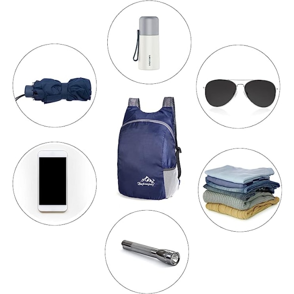 Vikbar ryggsäck Vattentät Ultralätt liten vandringsryggsäck för campingresor (mörkblå)