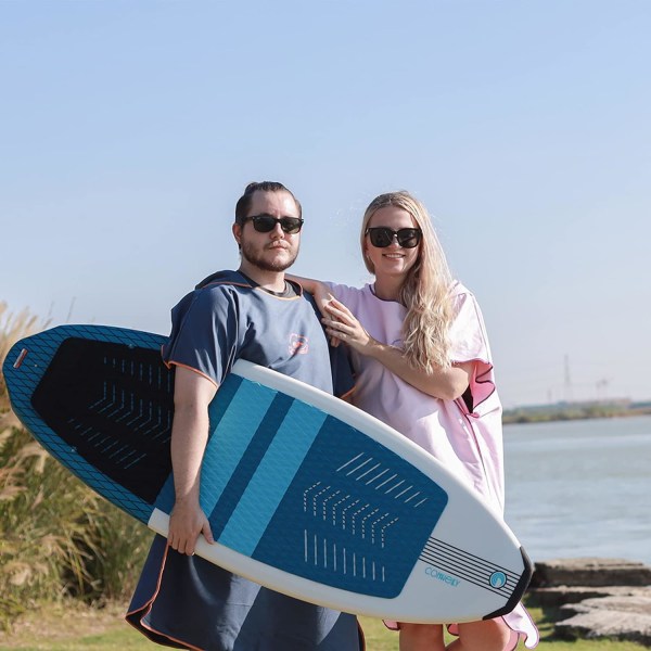 Ersättningsrock handduk cape med huva för surf simning våtdräkt (blå) Blue