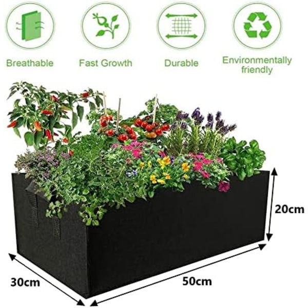 4 st 8 gallons odlingsväskor för växter, rektangulära andningsbara odlingsväskor i non-woven tyg, för blommor och grönsaker