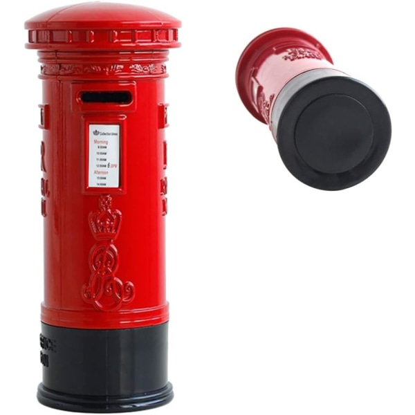 British Red Mailbox Piggy Bank Pillar Box Myntbanker med hög kapacitet Vintage Money Safe Box