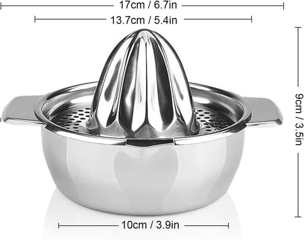 400 ml Citruspresser Citronpresser Rustfrit Stål med Beholder, Manuel Juicer til Citroner