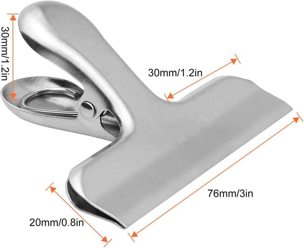 15 stk. Matposer - Tang i rustfritt stål Matlagringstang for vanntette stekte poser, kaffeposer - 7,6 cm
