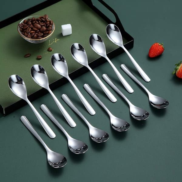 5,5 tommer mini kaffeske i rustfrit stål køkkenbestik 12 stk (sølv) Silver