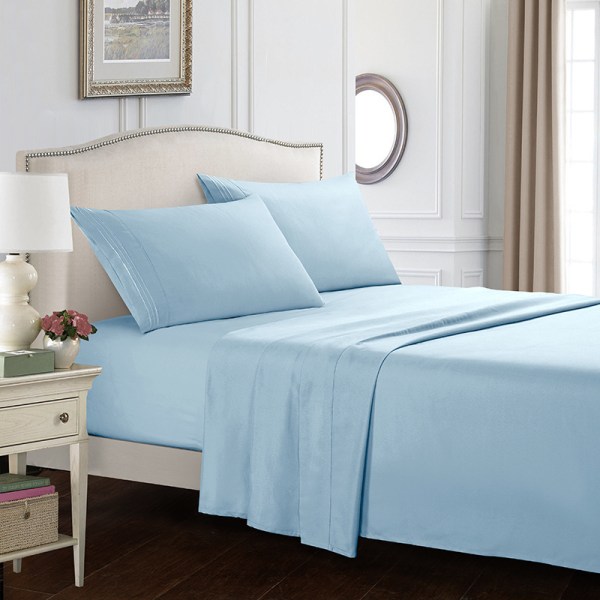 Full Size Sängkläder Set - Lyxhotell Sängkläder och Örngott - Ultra Mjuka Svala Lakan - Rynk-, Blek-, Fläckbeständiga - 4 Pack (Himmelsblå,FULL)