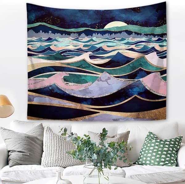 Väggbonad, Ocean Tapestry Sheet Space Väggbonad Sovrum Bonad Hem Sovsal Dekor, 78,7x59in