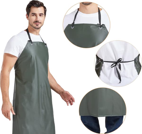 Gummi Forkle Oljebestandig Beskyttende Arbeidsforkle PVC Vanntett Forkle (Army Green)