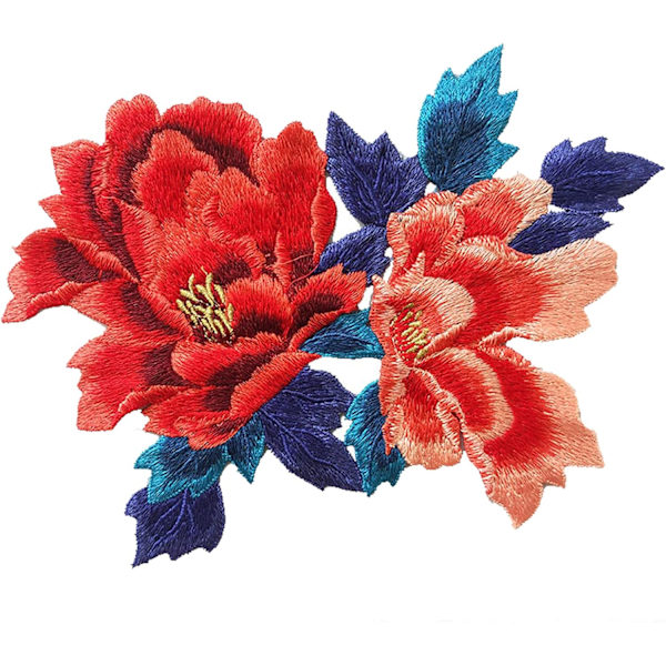 Sy på lappar med pionblomma, gör-det-själv-lapp, applikation, hantverk, kläder, broderi