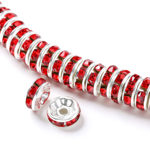 8 mm armbandstillverkning diamantring DIY smycken hantverk (röd) 50 stycken Red