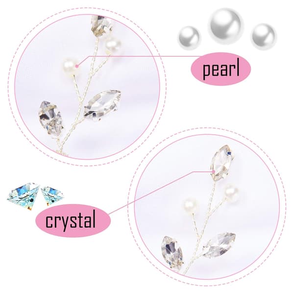 6 Stykker Perle Krystal Brude Hårnåle Rhinestone Blomst Bryllupshårstykke (Sølv) silver