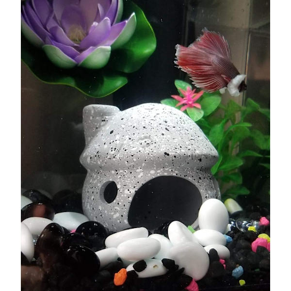 Akvarium Fisk Tank Multi-hål Keramisk Svamphus Dekoration -(Orange)