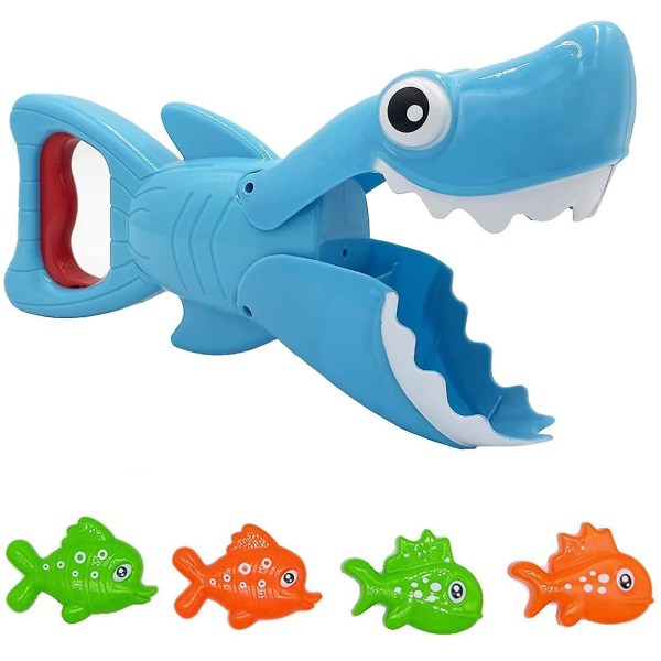 Baby Bathub Leksaker Shark Grabber med tänder Bitande Action Inkluderar 4 Toy Fish Bad Leksaker