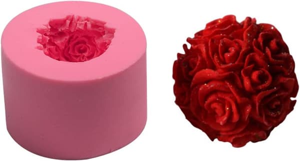 Silikonform, 3D Roseformet Stearinlys Gipsform for Stearinlys Såpe DIY