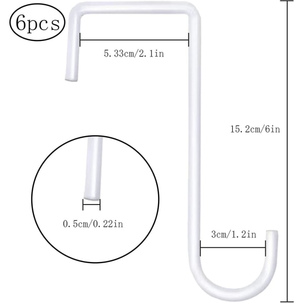 6 st staketplankrokar, rostfritt stål hängande korgfäste, fästen staketkrokar (vit) White