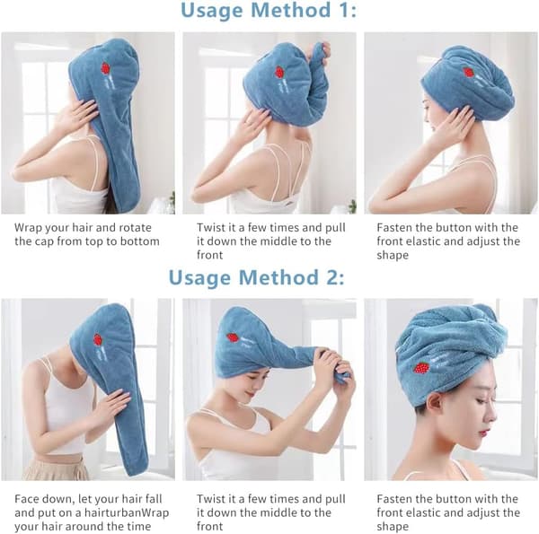 Hårhandduk Wrap Turban - 2 Pack Mikrofiber Hårhandduk Torkhatt Bad Loop Fäst Torka(Gul+Grön)