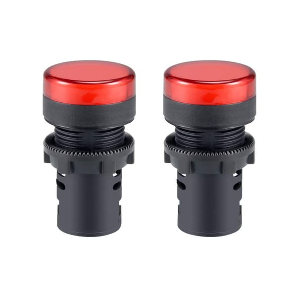 2 stk AC/DC 110V indikatorlamper, rød LED, innfelt panelmontering 7/8\" 22mm red