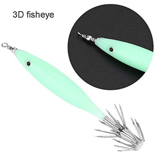 Bläckfisk Sepiabläckfisk Ärm Jigg, 5 st 3D Luminous Hållbar Bläckfisk Jigg Krokar Fiske Lure Bete, Grön green