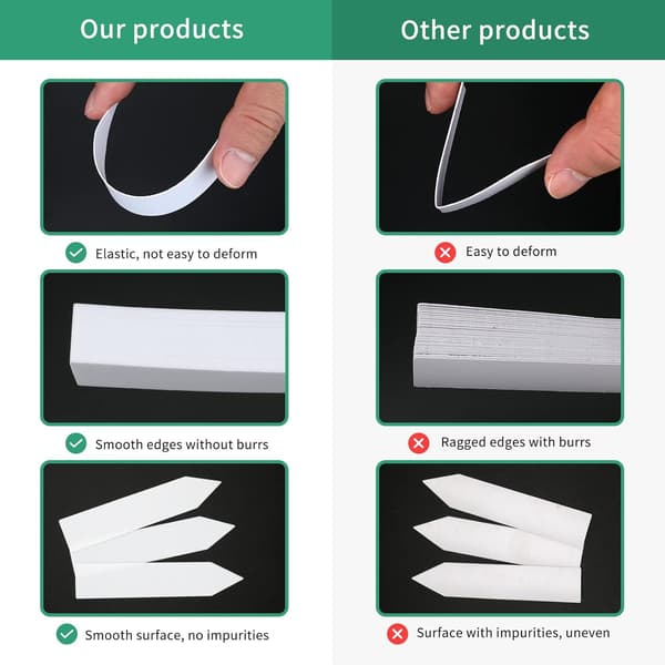 NineClouds 100 stk. plastik plantemærker - hvid, 10 cm