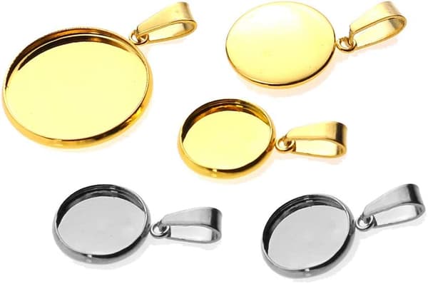 20 Stykker Vedhængsbakker Sæt Runde Bezel Emner Bakker Vedhæng Cabochon Indstillinger Sølv 20 mm