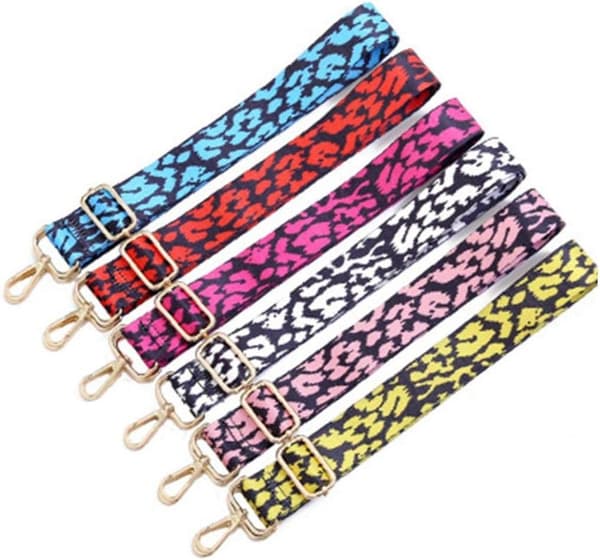 1 stk brede veskestropper Erstatningsskulderrem Leopardstil Nylon Crossbody-rem (grå) grey