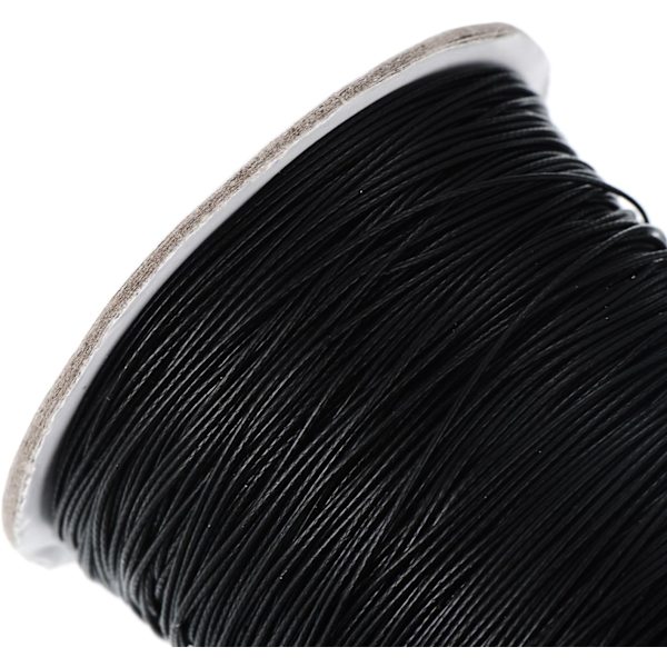 DIY vaxad sladd imitation lädertråd flätat vaxad sladd svart (160m, 0,5mm diameter) Black