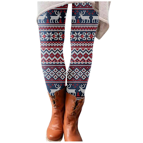 Jul dam midja termo leggings Jul byxor elastiska varma (Djupblå, L) Deep blue